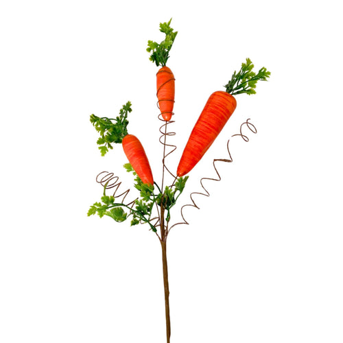 17.5" Orange Carrot Spray – Faux Carrots with Greenery & Twists | Easter Wreath Filler | Farmhouse Spring Carrot Pick Decoration