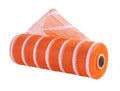 10" x 10yd Vertical Wide Stripe Mesh – Orange & White | Deco Mesh for Wreaths, Crafts and Seasonal Decor