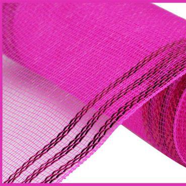 10" x 10yd Border Stripe Metallic Deco Mesh – Hot Pink | Vibrant Mesh Ribbon for Wreaths, Bows & Party Décor