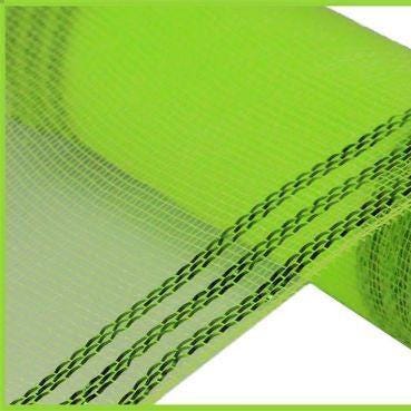10" x 10yd Border Stripe Metallic Deco Mesh – Apple Green with Lime Foil | Bright Mesh Ribbon for Wreaths, Bows & Spring Decor