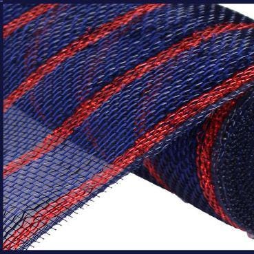 10" x 10yd Deluxe Metallic Stripe Deco Mesh – Navy Blue & Red | Bold Shimmer Mesh for Wreaths, Patriotic and Team Crafts
