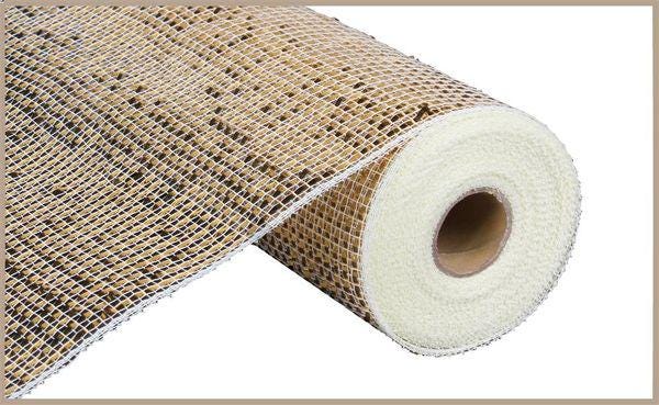 10" x 10yd Deluxe Wide Foil Deco Mesh – Cream & Gold | Elegant Luxury Mesh for Wreaths, Weddings, Holiday Decor