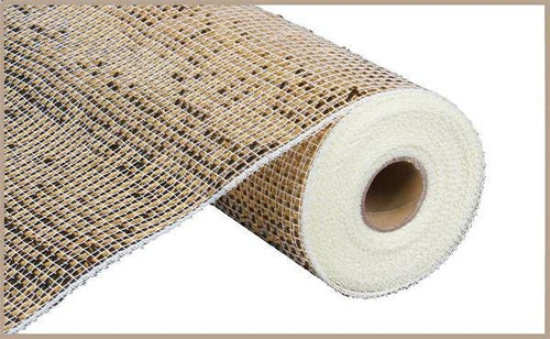 10" x 10yd Deluxe Wide Foil Deco Mesh – Cream & Gold | Elegant Luxury Mesh for Wreaths, Weddings, Holiday Decor