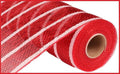 10" x 10yd Deluxe Metallic Stripe Deco Mesh – Red & White | Classic Shimmer Mesh for Wreaths, Holidays, Everyday Decor