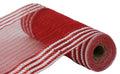 10.25" x 10yd Matte XL Foil Border Deco Mesh – Red with White | Classic Holiday Mesh for Wreaths & Seasonal Decor