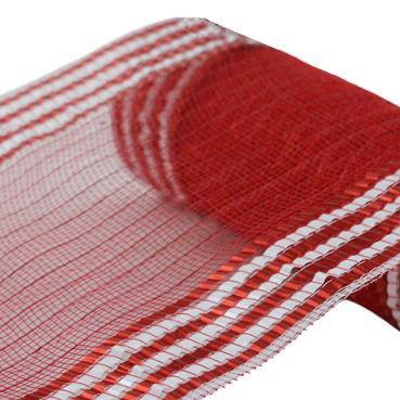 10.25" x 10yd Matte XL Foil Border Deco Mesh – Red with White | Classic Holiday Mesh for Wreaths & Seasonal Decor