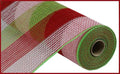 10.25" x 10yd Faux Jute Wide Stripe Deco Mesh – Red, White & Green | Rustic Christmas Mesh for Wreaths, Holiday Decor