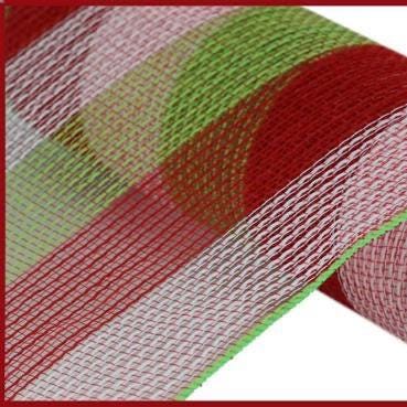 10.25" x 10yd Faux Jute Wide Stripe Deco Mesh – Red, White & Green | Rustic Christmas Mesh for Wreaths, Holiday Decor