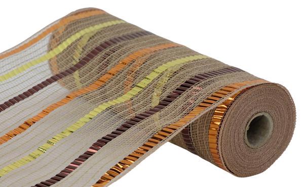 10.5" x 10yd XL Wide Foil Faux Jute Deco Mesh – Neutral Fall Tones | Rustic Luxury Mesh for Wreaths & Seasonal Decor