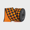 Farrisilk Sketch Checks Orange Ribbon 2.5" x 10yd – Wired Edge, Halloween Fall Craft, Wreath Bow, Premium Designer Ribbon
