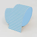 Farrisilk Summer Chevron Blue Ribbon 4" x 10yd – Wired Edge Wide Ribbon for Wreaths, Bows, Crafts, Gift Wrap