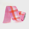 Farrisilk Easter Checks Ribbon – Pink Plaid 4" x 10yd | Wired Spring Ribbon for Wreaths, Bows & DIY Crafts