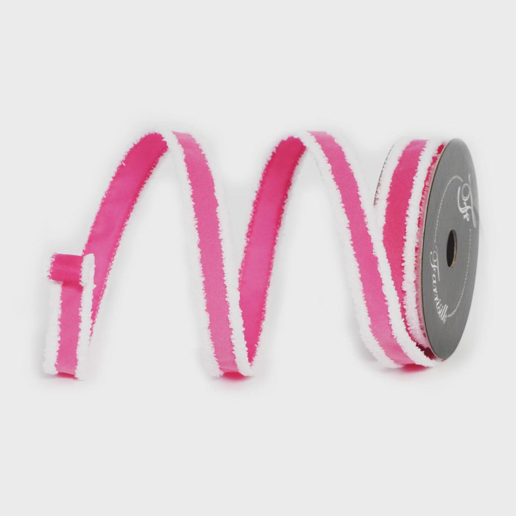Farrisilk Bold Bunny Bubblegum Pink Ribbon 1" x 10 Yards – Fuzzy Edge Wired Ribbon for Easter, Wreaths & Bows