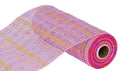 10" x 10yd Foil Plaid Deco Mesh – Pink, Yellow, Lavender & Iridescent | Sparkling Mesh for Wreaths, Bows, Party Décor