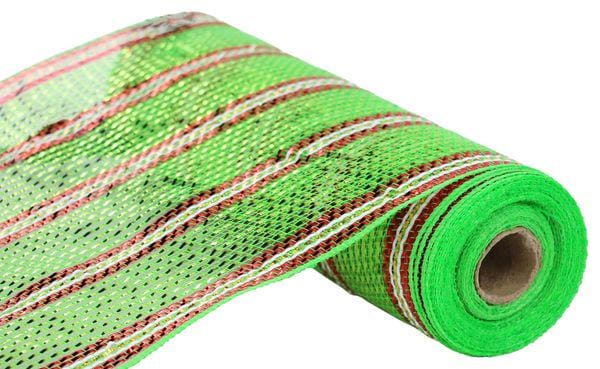 10" x 10yd Vertical Foil Plaid Deco Mesh – Green, Red & White | Christmas Mesh Ribbon for Wreaths, Holiday Decor