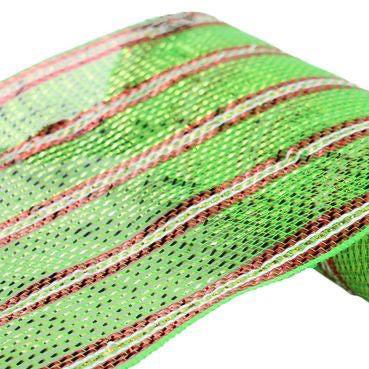 10" x 10yd Vertical Foil Plaid Deco Mesh – Green, Red & White | Christmas Mesh Ribbon for Wreaths, Holiday Decor