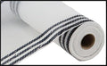 10" x 10yd Border Stripe Metallic Deco Mesh – White with Black Foil | Elegant Mesh Ribbon for Wreaths, Bows & Event Decor