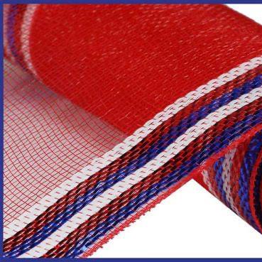 10" x 10yd Border Stripe Metallic Deco Mesh – Red with Blue & White Stripes | Patriotic Mesh for Wreaths, Bows, Holiday Decor