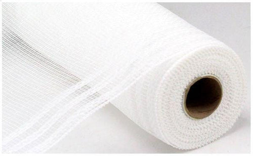 10" x 10yd Border Stripe Metallic Deco Mesh – White | Elegant Mesh Ribbon for Wreaths, Bows & Year-Round Crafts