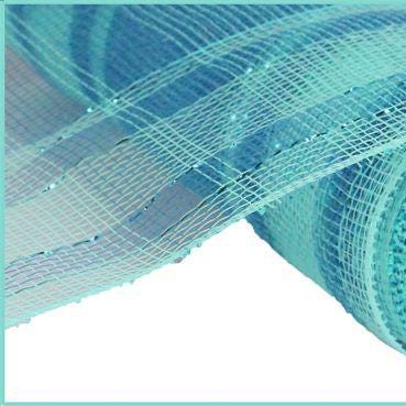 10" x 10yd Plaid Metallic Deco Mesh – Aqua Turquoise | Shimmer Mesh Ribbon for Wreaths, Coastal & Summer Crafts
