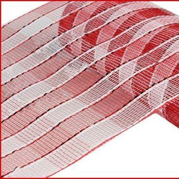 10" x 10yd Wide Foil Plaid Deco Mesh – Red & White | Bold Mesh Ribbon for Wreaths, Holiday, Everyday Crafts