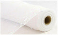 10" x 10yd Deluxe Wide Foil Deco Mesh – White with Iridescent Foil | Elegant Shimmer Mesh for Wreaths, Weddings & Winter Decor