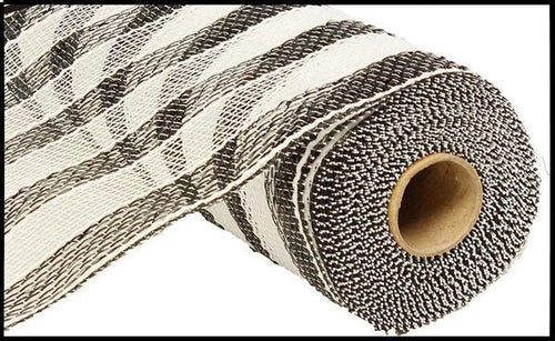 10" x 10yd Stripe Deco Mesh – Black & White, Classic Contrast Mesh for Wreaths, Farmhouse, Modern Decor