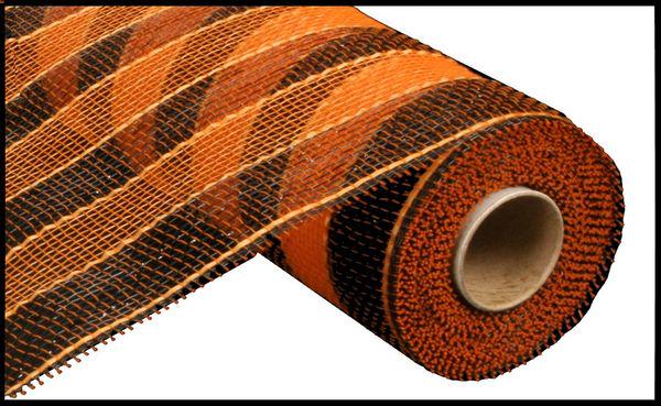 10" x 10yd Stripe Deco Mesh – Orange & Black | Bold Halloween Mesh for Wreaths, Bows, Spooky Decor