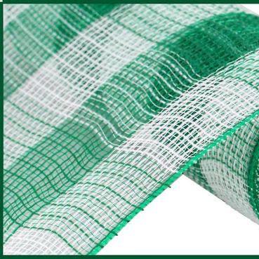 10.25" x 10yd Faux Jute Large Check Deco Mesh – Green & White | Farmhouse Mesh for Wreaths, Rustic Decor