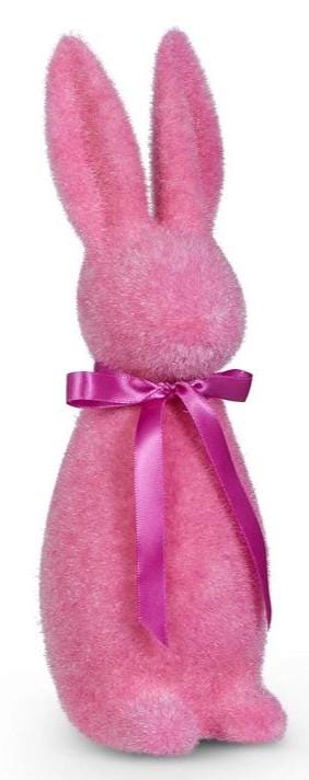 Flocked Easter Bunny Decor 16" – Pink, Orange or Lavender, Wreath Attachment, Spring Mantel Decor