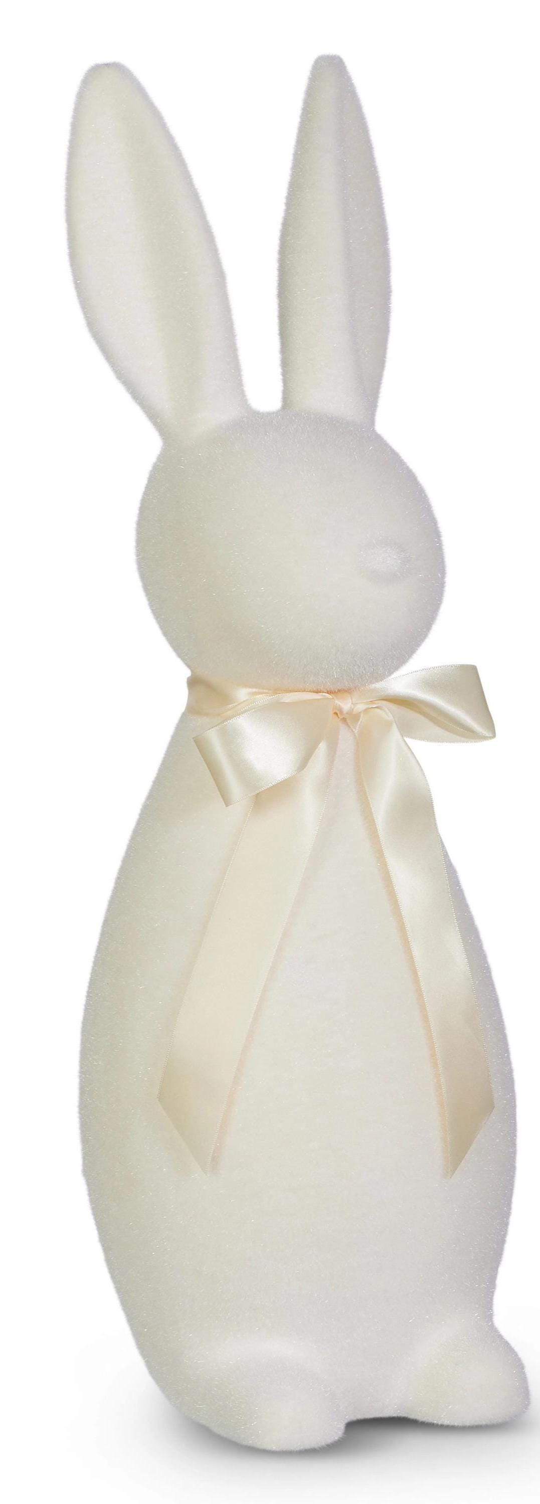11.5" Flocked Easter Bunny Decor – White or Pink | Wreath Attachment, Spring Tiered Tray, Centerpieces, Mantel Decor