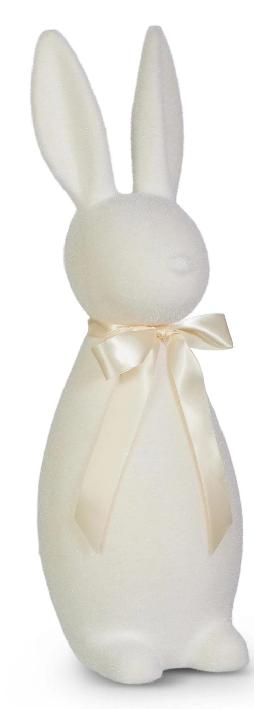 11.5" Flocked Easter Bunny Decor – White or Pink | Wreath Attachment, Spring Tiered Tray, Centerpieces, Mantel Decor