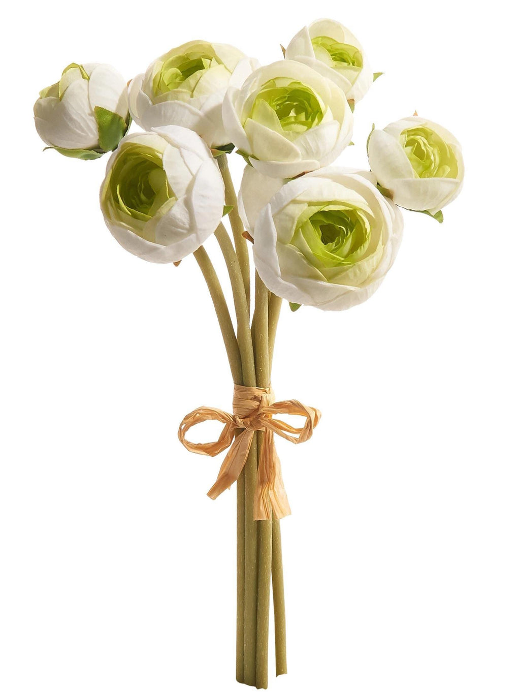 12" Real Touch Ranunculus Bundle – White or Light Green | Spring Floral Stems | Wreath Making Supply | Faux Flower