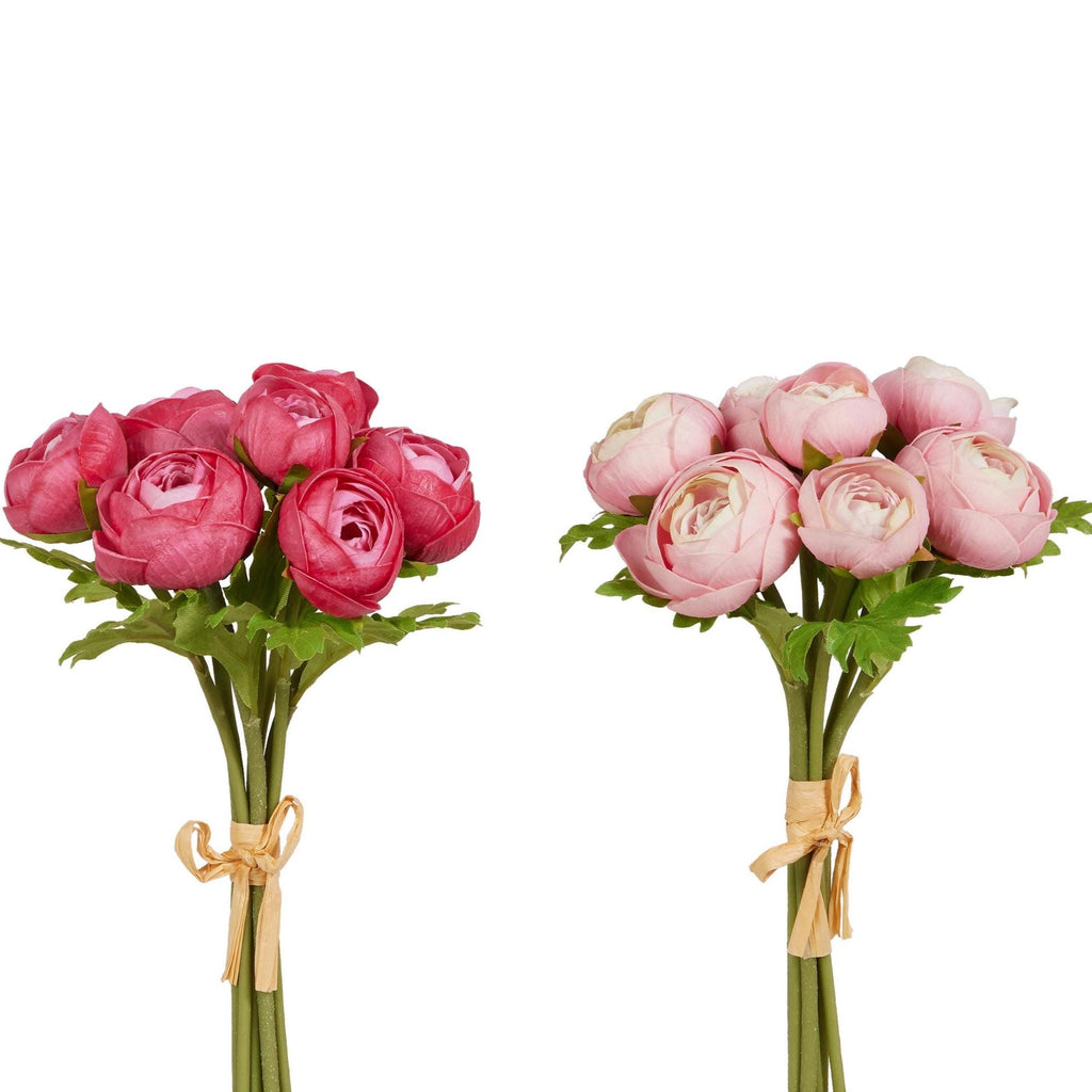 11" Soft Touch Ranunculus Bundle – Dark Pink or Light Pink | Spring Floral Stems | Wreath Making Supply | Faux Flowers