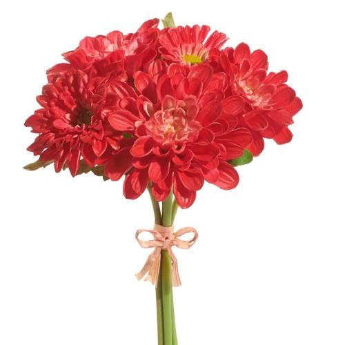 11" Real Touch Red Dahlia Bundle | Faux Dahlia Stems | Wreath Making Supply | Patriotic Floral Decor | Summer Flowers