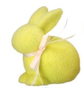 6.25" Flocked Easter Bunny with Ribbon – Yellow, Blue, Pink or Lime | Pastel Spring Decor | Bunny Accent