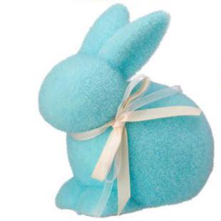6.25" Flocked Easter Bunny with Ribbon – Yellow, Blue, Pink or Lime | Pastel Spring Decor | Bunny Accent