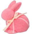 6.25" Flocked Easter Bunny with Ribbon – Yellow, Blue, Pink or Lime | Pastel Spring Decor | Bunny Accent