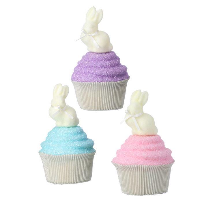 7" Vintage Bunny Cupcake Decor – Purple, Pink or Blue | Easter Table Decor | Pastel Spring Bunny Accent
