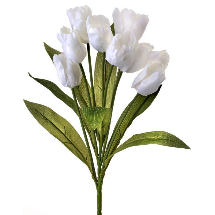 20" Tulip Bush X9 – Hot Pink, White or Coral, Spring Tulips, Wreath Making Supply, Faux Florals