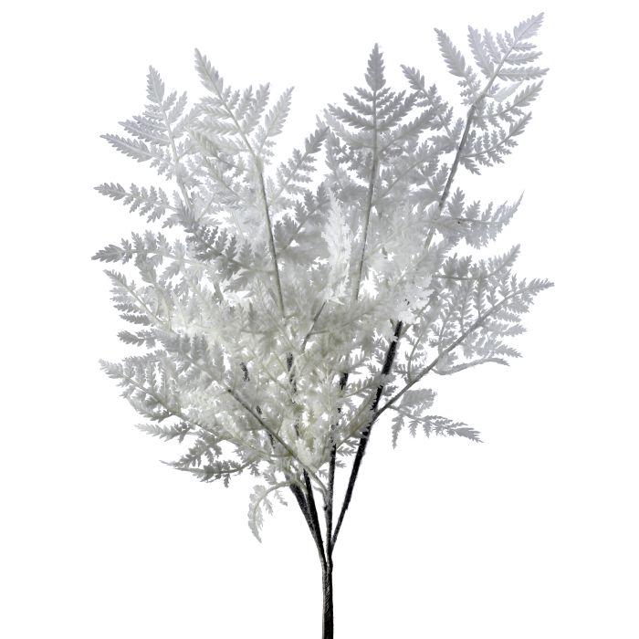 22.5" Flocked Bleached Fern Spray | Neutral Fern Stem | Farmhouse Wreath Accent | Coastal Floral Decor