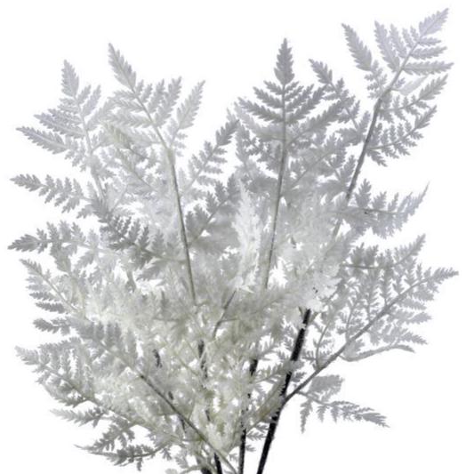 22.5" Flocked Bleached Fern Spray | Neutral Fern Stem | Farmhouse Wreath Accent | Coastal Floral Decor