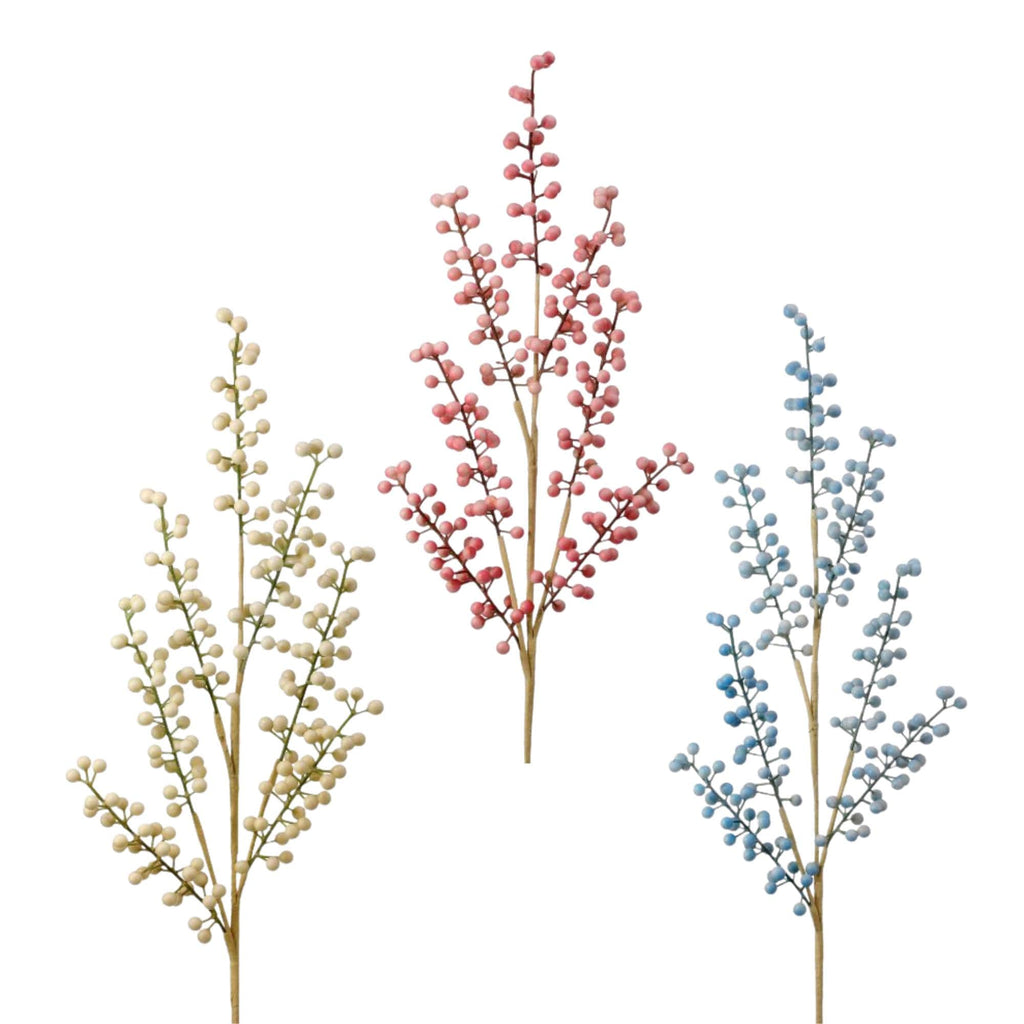 30" Easter Berry Spray X7 – Pink, Cream or Blue | Tall Pastel Wreath Pick | Spring Floral Stem Decor