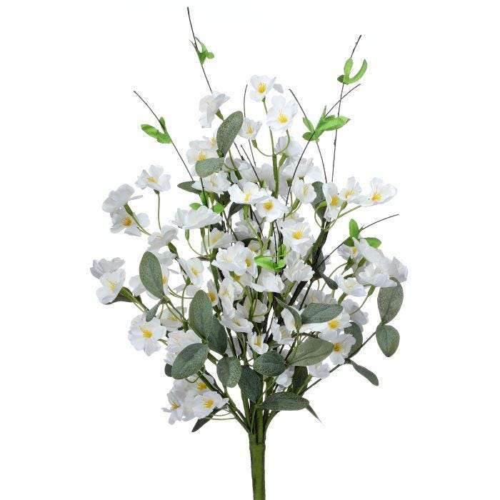 20" Mini Garden Blossom Bundle | Faux Spring Floral Bush | Choose Blue, White or Orange | Wreath & Arrangement Filler