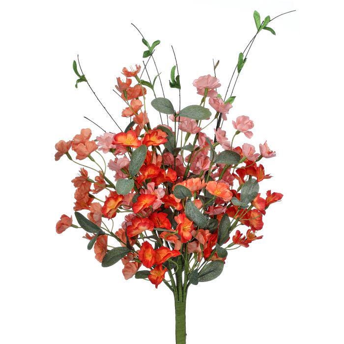 20" Mini Garden Blossom Bundle | Faux Spring Floral Bush | Choose Blue, White or Orange | Wreath & Arrangement Filler