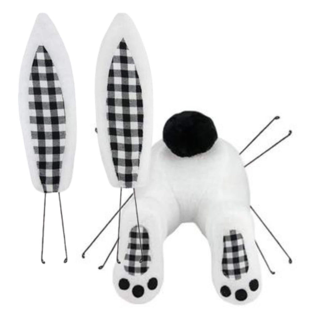 3Pc Bunny Butt Easter Wreath Kit | 25"H x 12"L Bunny Decor | White and Black Plush Bunny Bottom with Ears & Feet | Spring Door Decor