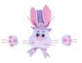 Easter Bunny Wreath Attachment Kit – 3 Pc Plush Bunny Face with Hat, 25” Spring Door Decor in White, Pink and Lavender