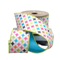 D Stevens Retro Diamond Dupioni Ribbon 3” x 10 Yards – Pink Lime Teal Orange Wired Ribbon for Wreaths, Bows, Spring & Summer Decor