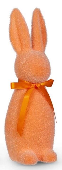 Flocked Easter Bunny Decor 16" – Pink, Orange or Lavender, Wreath Attachment, Spring Mantel Decor