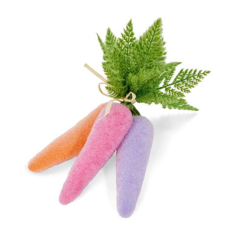 12" Sherbet Flocked Carrot Bundle | Pastel Easter Carrots | Spring Wreath and Garland Attachment